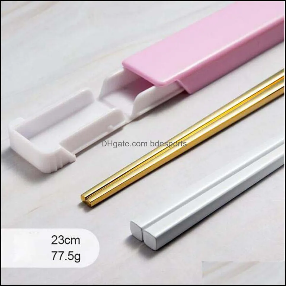 Creative 304 Stainless Steel Chopsticks with Storage Box Heat Insulation and Anti-scalding Home el Non-slip Chopsticka27 a50