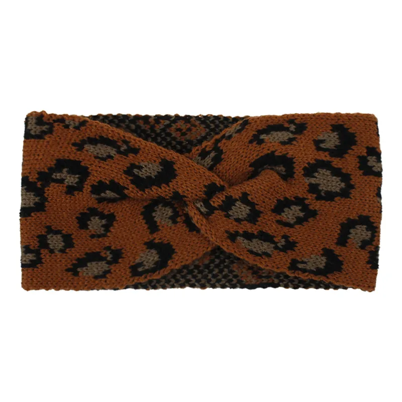 Ny stil retro stickad ull leopard cross hårband höst och vinter brett elastiskt huvudband band band t3i51284