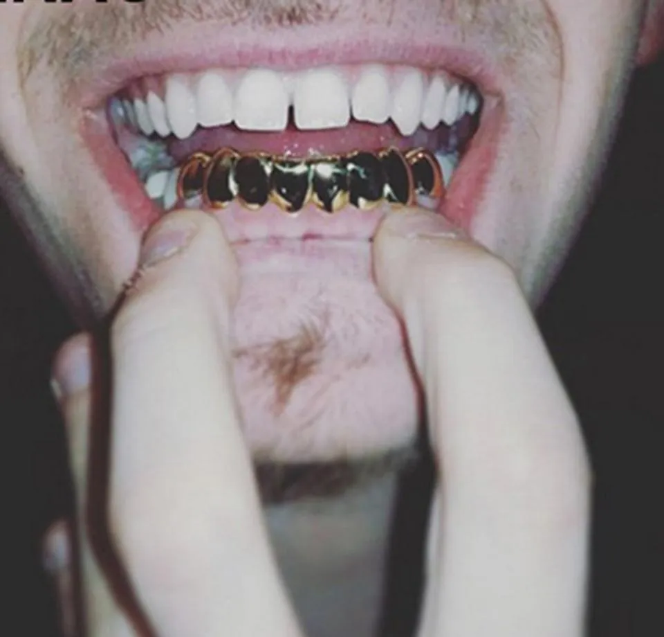 18k gold teeth braces punk hip hop multicolor diamond custom bottom teeth grillz dental mouth fang grills tooth cap vampire rapper