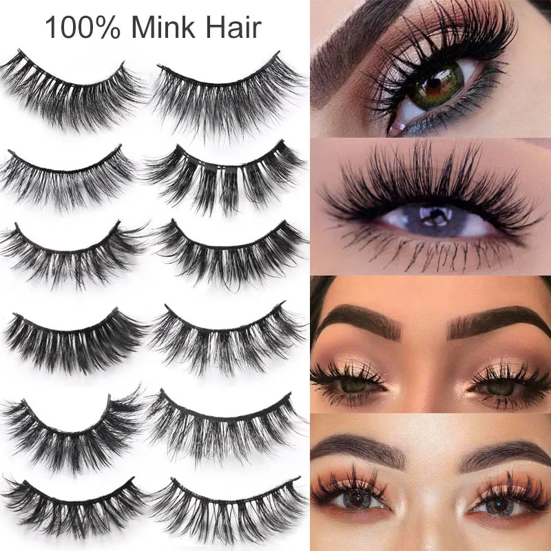 100% Mink Eyelashes Wispy Fluffy Fake Lashes Maquillage 3D Big Volume Crisscross Réutilisable Faux Cils Extensions Avec Retail Box