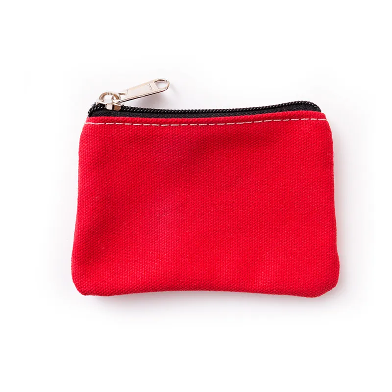 Solid Color Canvas Change Storage Bag Outdoor Portable Zipper Wallet DIY Children Coin Purse Cosmetic Bags
