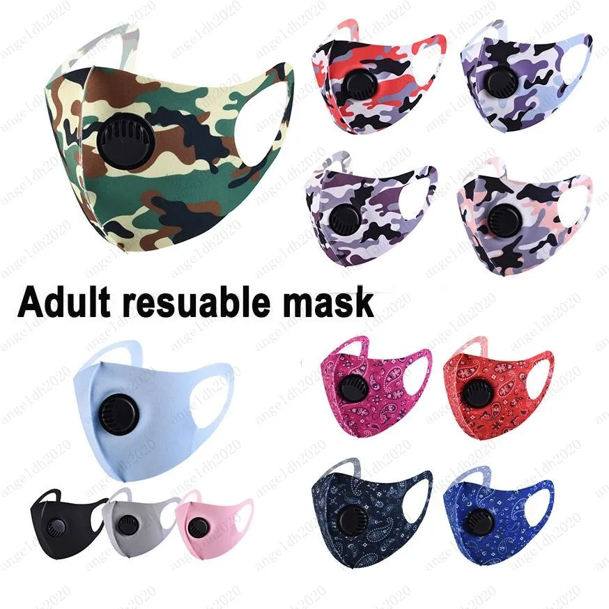 Erkek ve Kadın Ultrathin Yaz Yüz Maskesi Kamuflaj Ağız Maskeleri Camo Baskı Earloop Solunum Anti-Toz Yüz Maskesi Ücretsiz Kargo