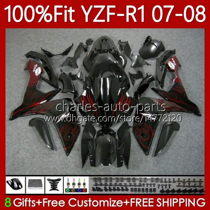 OEM Bodywork Fairing Kit For Yamaha YZF R1 1000cc 2007 2008 Injection ...