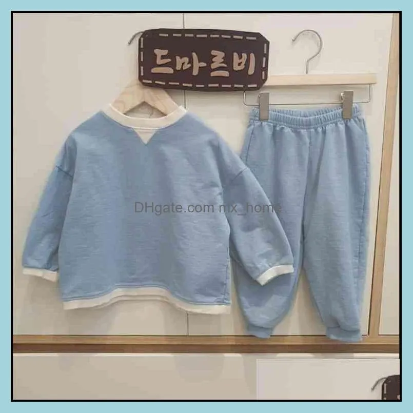 Spring Korean Children Cotton Set For Boys And Girls Fashion Sports Suit Kids Clothes 2-6y Autumn Tracksuit 2pcs Outfit