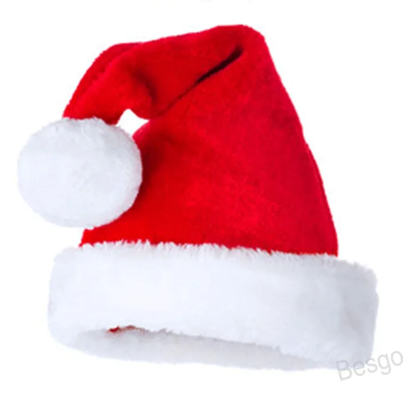 Cappello di Natale in peluche morbido Cappello di Babbo Natale rosso Cappello di Natale Addensare Cappelli Cosplay per feste Cappellino di Natale Decorazione natalizia Regalo Inverno BH4206 WXM