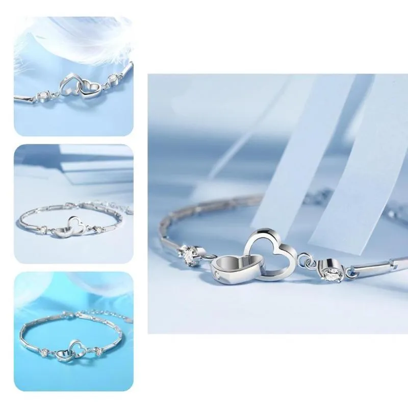 Bangle Bracelet Jewelry Fashion Durable Eye-catching Delicate Women Double Heart For Lover Hand Chain