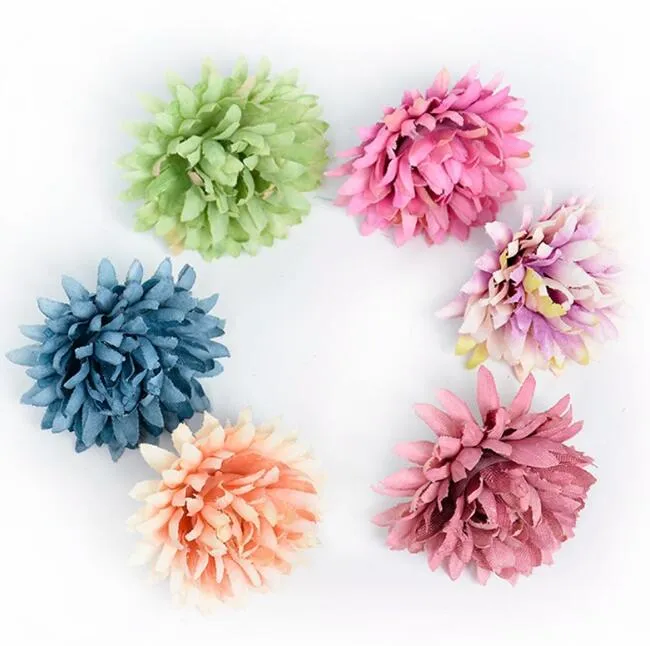 10pcs 4 cm Mała szyfra Daisy Gerbera ręcznie robiona sztuczna głowa kwiatowa chryzantema do dekoracji ślubnej