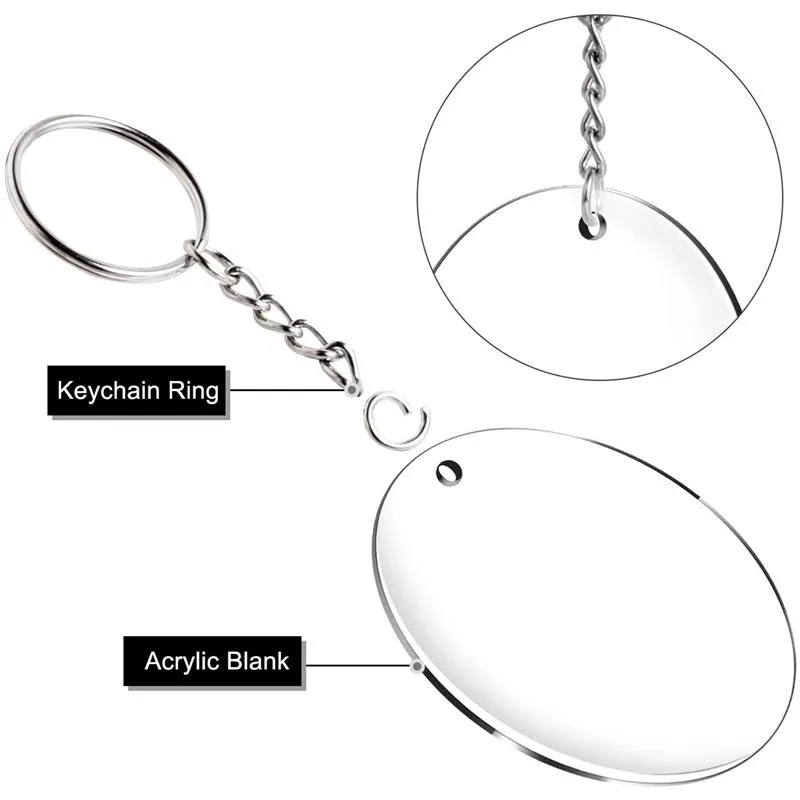 Acrylic Blanks, clear round circle discs for keychains, ornaments and