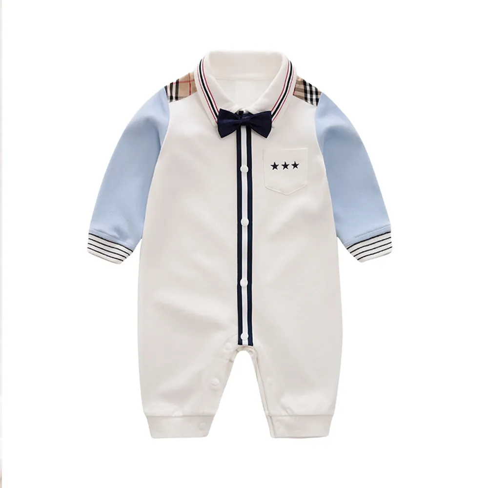 YiErYing Baby Casual Romper Boy gentleman Style Onesie for Autumn Baby Jumpsuit 100% Cotton LJ201023