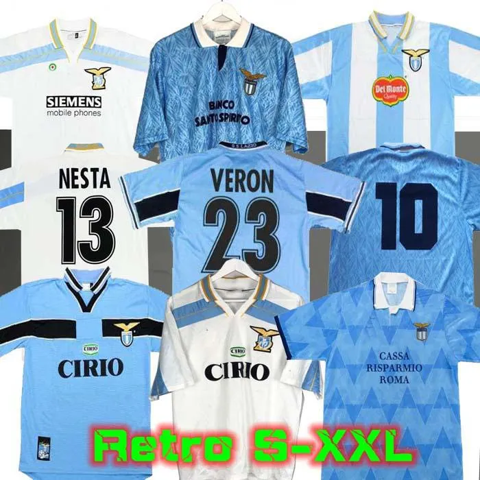 LAZIO RETRO 1989 1990 1991 1992 1999 2000 2001 Fussball Jerseys Nedved Simeone Salas Gascoigne Home Football Hemd Veron Crespo Nesta