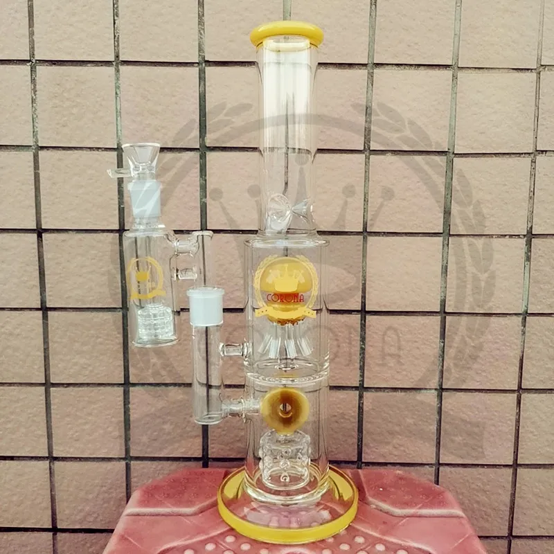 Colored hookah glass bong 15 Inches water pipe dab bongs heavy big wax pink beaker