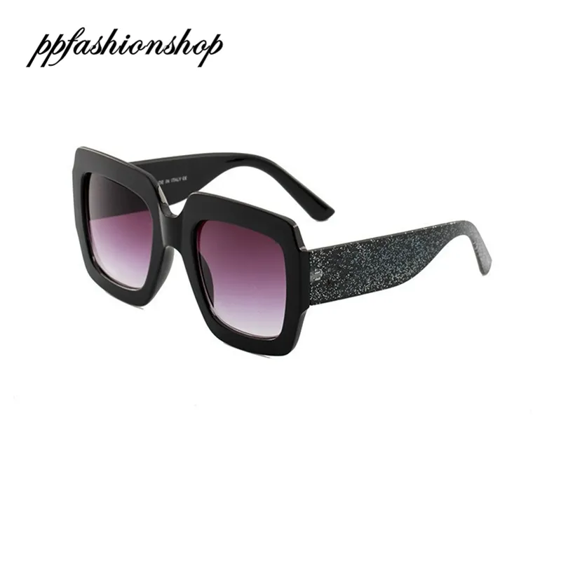 Tricolor Contrast Square Sunglasses Catwalk Glitter Frame Women Sun Glasses Star Style Square Oversized Eyewear ppfashionshop