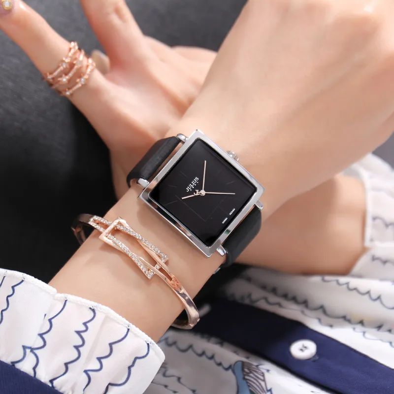 Heißer Verkauf Mode Trendy Große Zifferblatt Quadrat Lederband Japan Quarz Hohe Qualität Frauen Uhren Wasserdichte Männer Unisex Uhr Einfache 201114