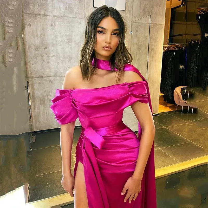 Eleganti Abiti Da Ballo Di Seta In Seta Con Girocollo Abiti Da Sera Alla Moda Con Sexy Divisione Da 84 15 DHgate