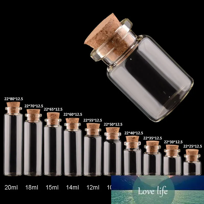 Flacon en verre bouché de 22MM de diamètre, bouteille vide transparente avec bouchon en bois, flacons de bricolage, Mini bouteilles en verre de souhait