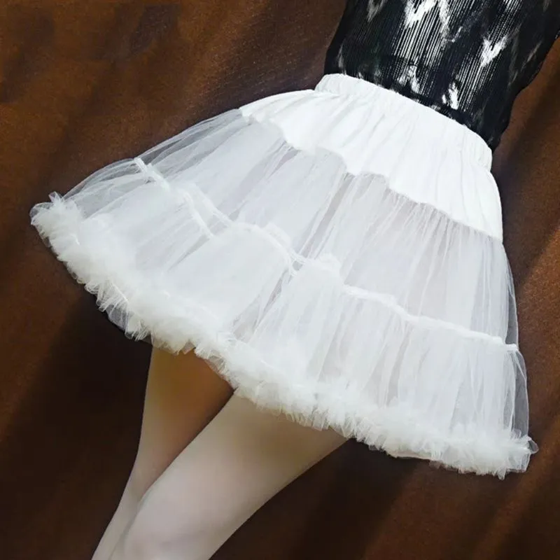 Kızlar Ruffled Kısa Petticoat Katı Beyaz Renk Kabarık Kabarcık Tutu Etek Kabarık Balo Crinoline Renderskirt Hiçbir Hoop Stokta