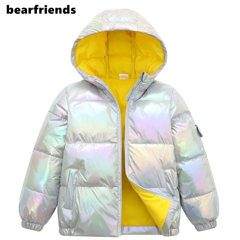 2020 nuova moda lucido inverno piumino d'anatra bianco cappotto per bambini neonata abbigliamento caldo per bambini abiti abbigliamento per bambini ragazzi parka LJ201017