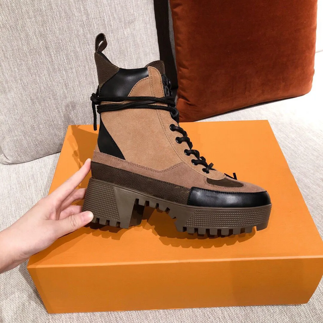 우아한 겨울 브랜드 여성 컴뱃 부츠 FW20 Craftty Ankle Booties 레이디 부티 플랫폼 Chunky Heels 파티 웨딩 Martin Desert Boot