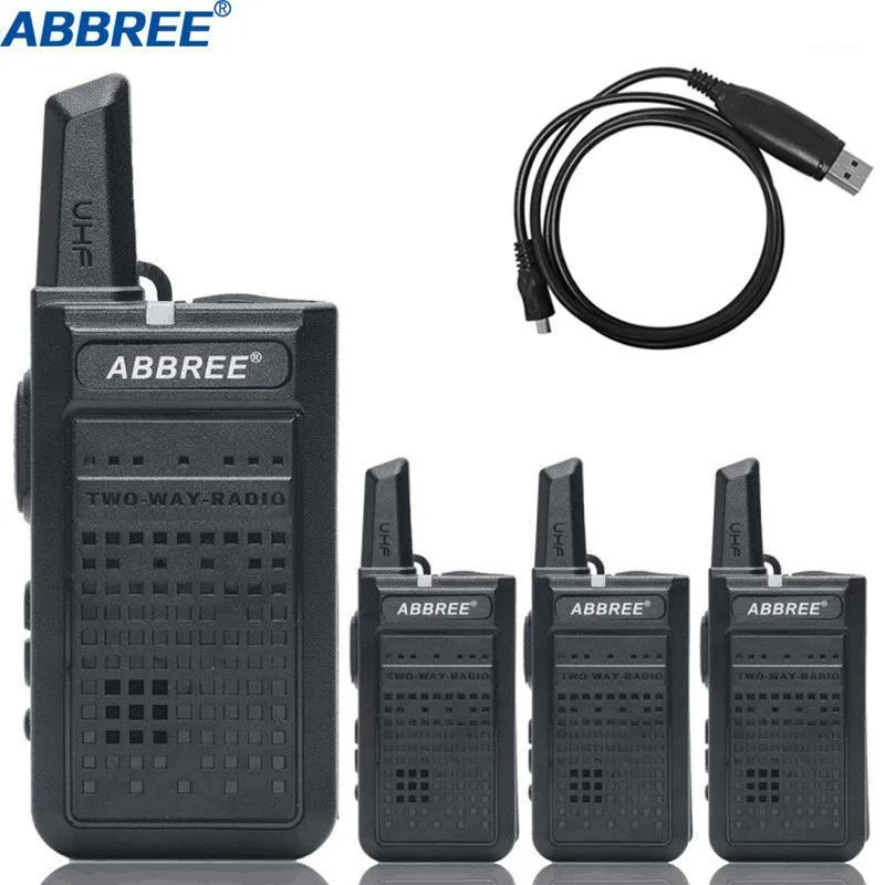 Walkie talkie 4pcs ABBREE AR-A2 MINI HANDY VOX USB CARTA UHF Two Way Radio Comunicador Transceiver Woki Toki BF-888S1
