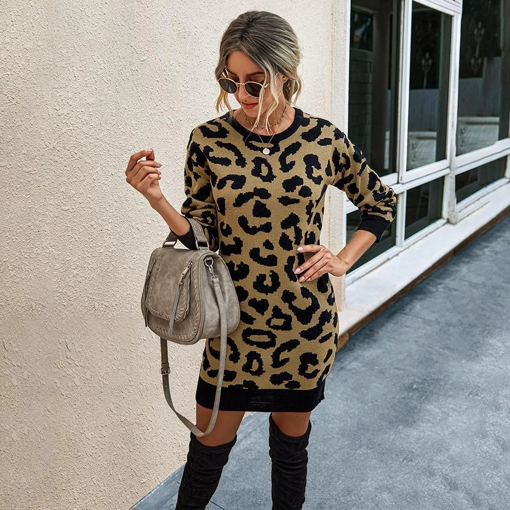 Leopard Print Knitted Sweater Dress - Long Sleeve O-Neck Warm Winter Dress for Women from Dhgate Basic & Casual Dresses - price 47.77 Leopard Print Knitted Sweater Dress - Long Sleeve O-Neck Warm Winter Dress for Women from Dhgate Basic & Casual Dresses - price 47.77