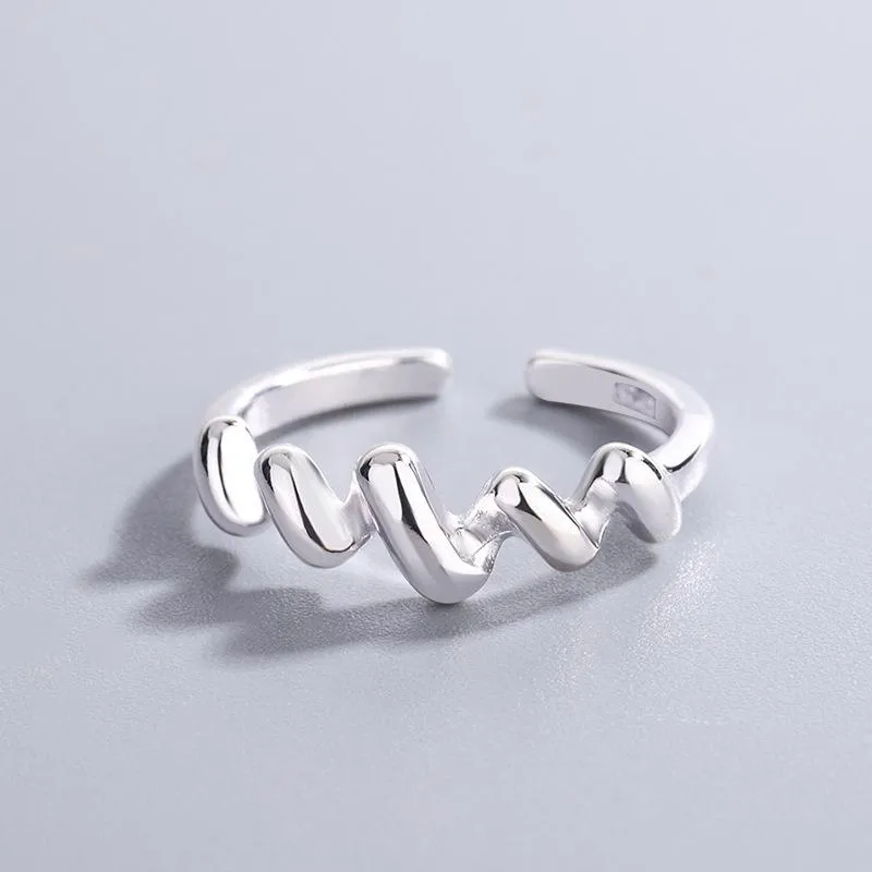 925 Sterling Silver Twist Geometryczne pierścienie zespołu dla kobiet Trendy Cool Biżuteria