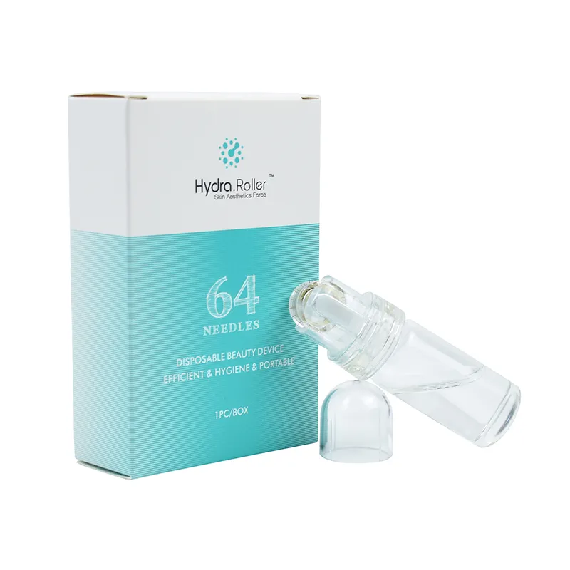 Hydra Roller 64 broches Titanium Microneedle Automatic Hydra Derma Roller 64 Gold Tips micro aiguilles avec tube de gel