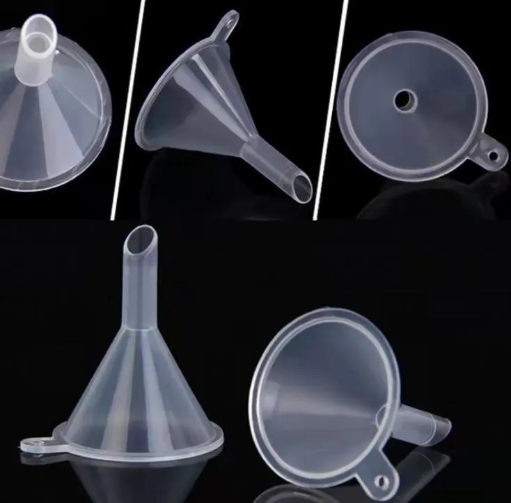 Transparante Mini Plastic Kleine Funnels Parfum Vloeibare Keuken Gereedschap Essentiële Olie Vullen Trechter Keuken Bar Dineren Tool SN3246