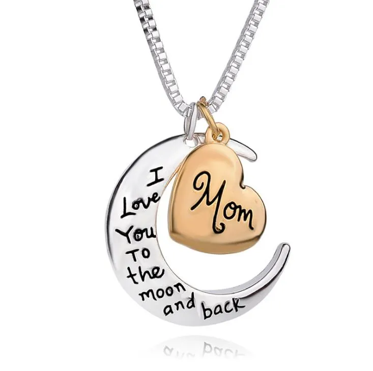 Save Big on Bulk Mom I Love You To The Moon And Back Necklace High Quality  Heart Jewelry I Love You To The Moon And Back Mom Pendant Necklace Mother 