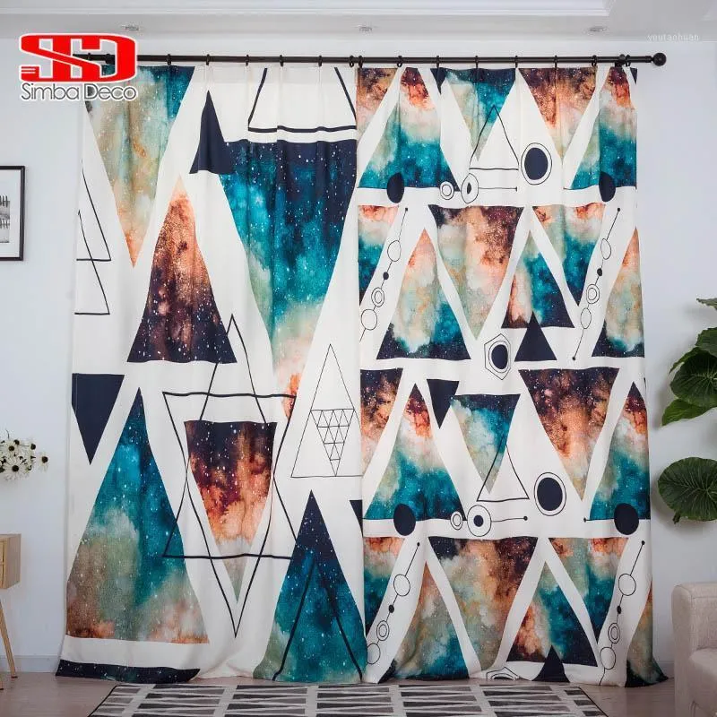 Cortinas cortinas de cortinas de blecaute estrelado geométrico para sala de estar nórdica estilo simples infantil