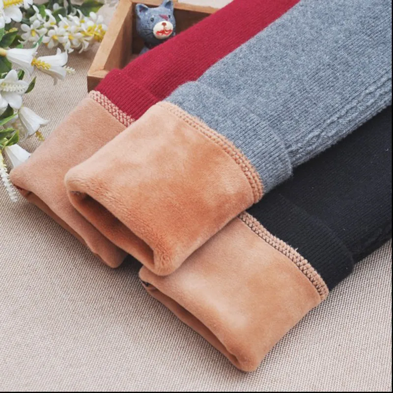 fashion GIRLS Leggings Thick Warm autumn winter children trousers kids knitting Elastic pants for 2-7 years red gray black blue