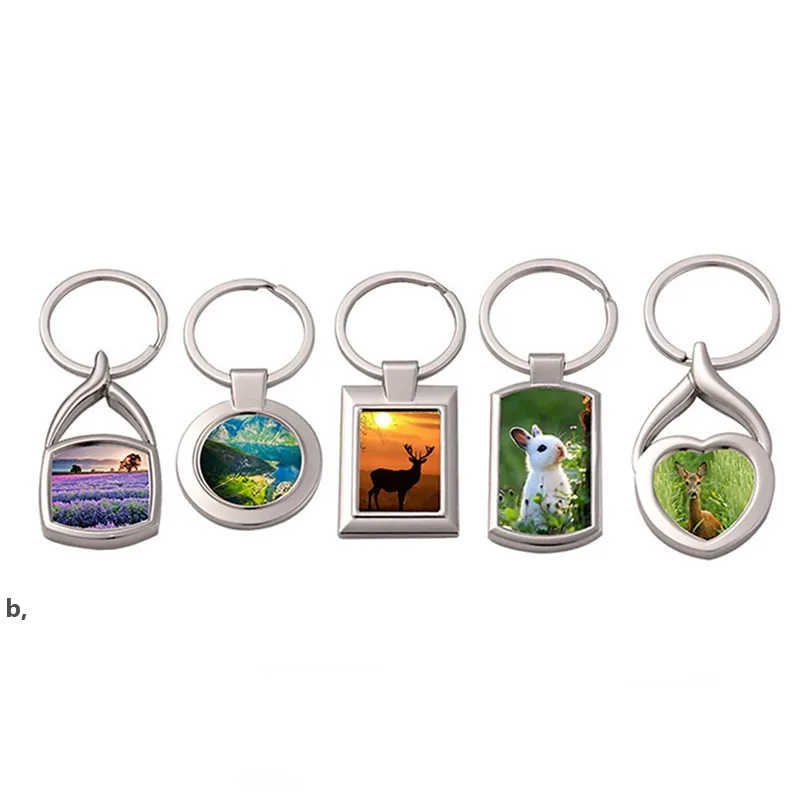 Personalized DIY Concave Frame Keychain Favor Sublimation Heart-shaped Keyring with Metal Ring DIY Blank Charm Crafts RRD13275
