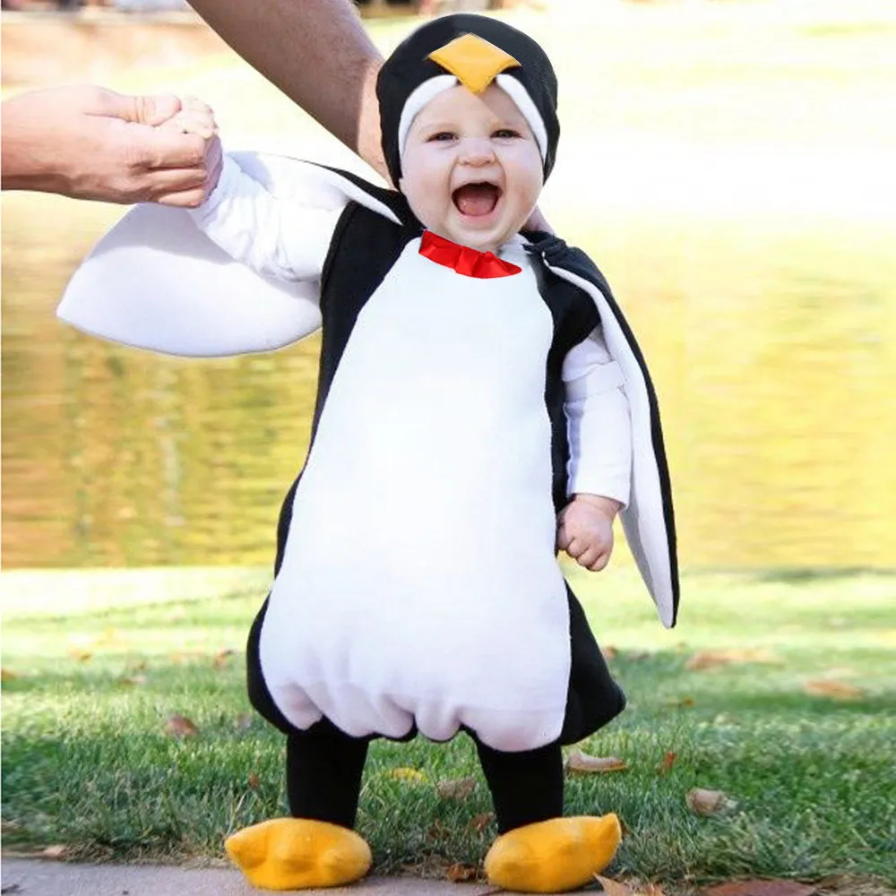 Baby Jungen Mädchen Karneval Halloween Kostüm Strampler Kinder Kleidung Set Kleinkind Cosplay Pinguin Overalls Infant Nette Kleidung # LR1 201127