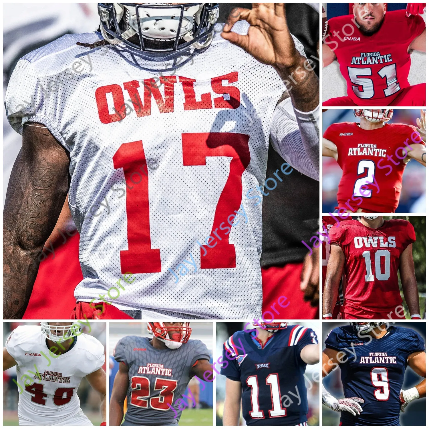 Maglia da calcio Florida Atlantic Owls FAU NCAA College Chris Robison Malcolm Davidson Harrison Bryant Devin Singletary Antoine Leroy