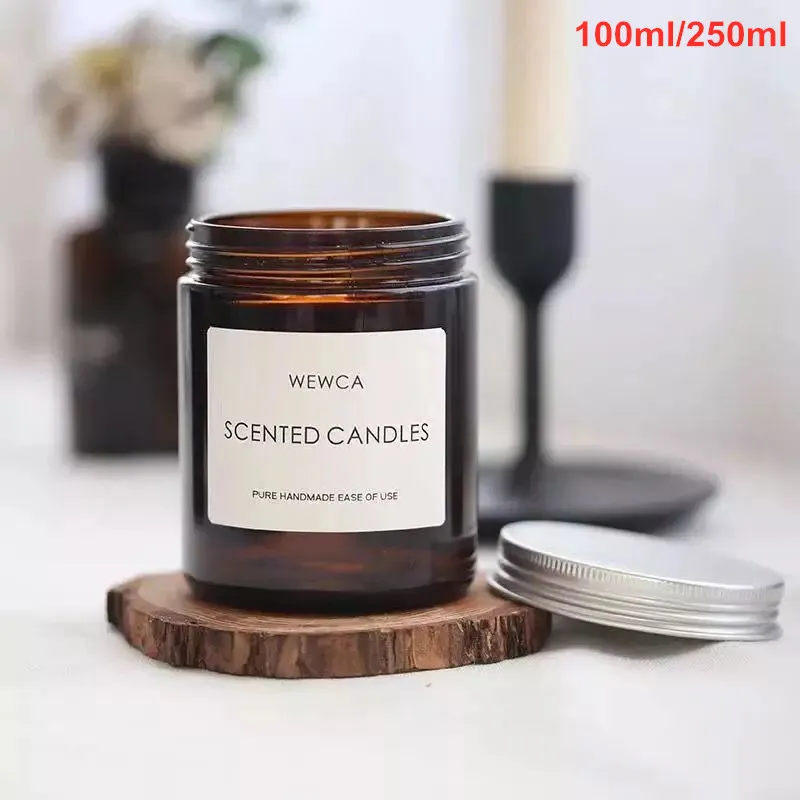 60 X Barattoli di candela per aromaterapia marroni Fai da te tazza da 100  ml/250 ml Contenitore per candele per aromaterapia Barattoli di vetro