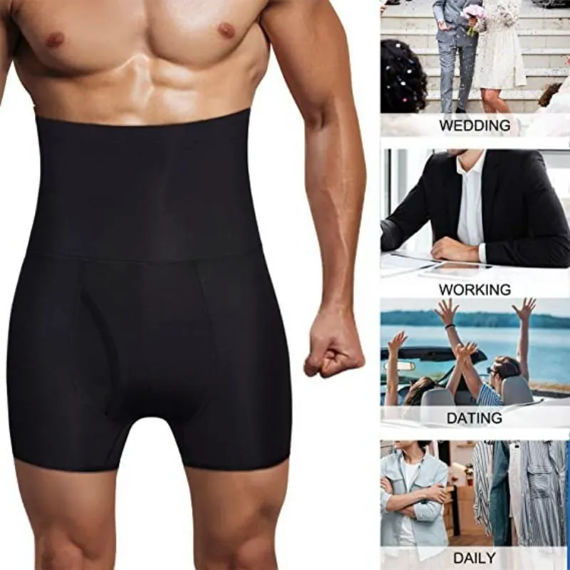 Mężczyźni Tummy Control SHORTS Wysoka talia Szkolenie Szkolenie Spodnie Shaper Seamless Hirldle Bokser Bokser Briefy Anti-Curling Underwear1