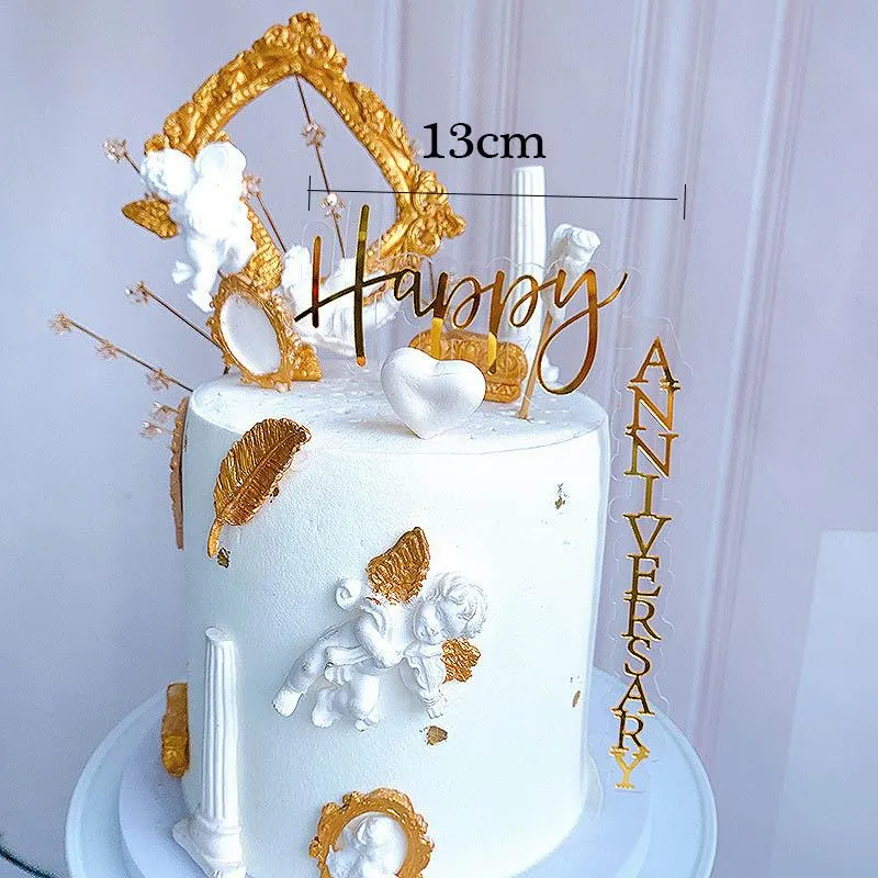 INS Happy Birthday Topper Torta In Acrilico Oro Novità Love Wedding Cake  Topper Decorazioni Feste Di Compleanno Di Anniversario Da 40,98 €