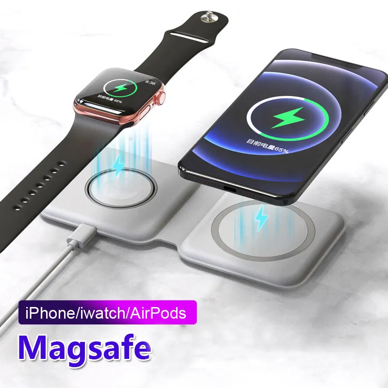 2022 15W Nowy Oryginalny 2 w 1 Szybki Mag Wireless Safe Magnetyczny Duo Ładowarka do Apple Iphone 12 11 13 Qi Pad ładowania Airpods Iwatch