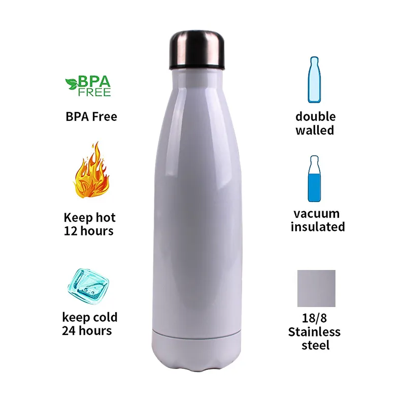 DIY Blank Sublimation 17oz Cola Bottle Vacuum Flask Sports Water Bottle Stainless Steel Double Wall Thermos with Lid