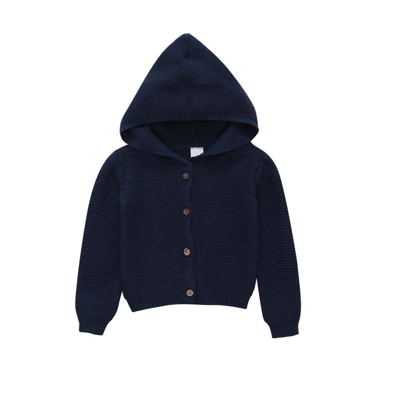  spring autumn 0-3 year baby girl clothes long sleeve sweater hooded with pocket navy white kid girls cardigan children tops