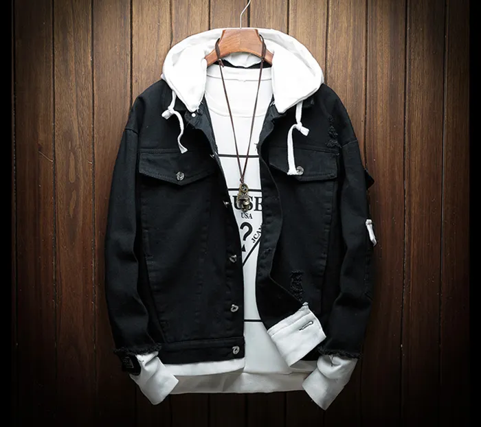 Men's Patchwork Denim baggy jeans Coats - Casual