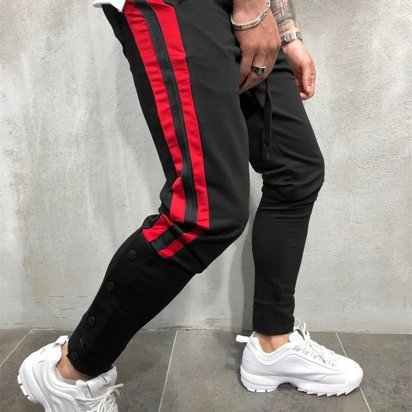 Black joggers cheap red stripe