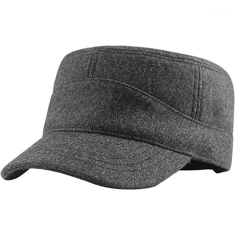 Wide Brim Hats Winter Big Head Man Large Size Fleece Army Flat Cap Men Wool Felt Plus Hat 55-60cm 60-65cm1