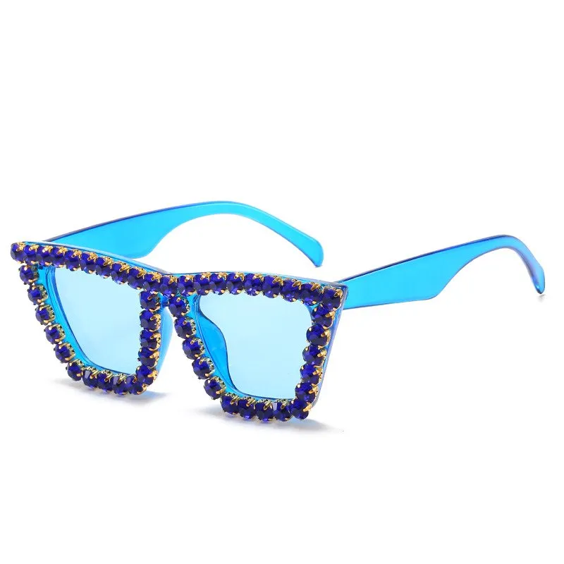 Shiny Party Eyeglasses Full Rhinestones Sunglasses Trendy Handmade Diamond Sun Glasses UV400 6 Colors Wholesale