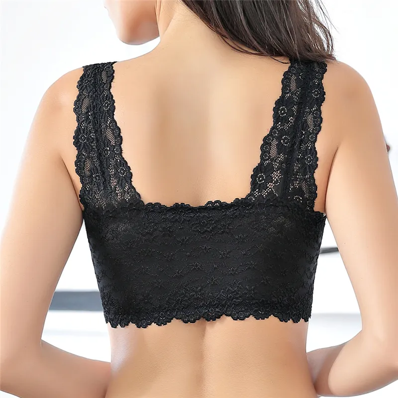 Female Vest Front Zipper Push Up Bra Full Cup Sexy Lace Bras For Women  Bralette Top Plus Size Seamless Wireless Gather Brassiere 2279A
