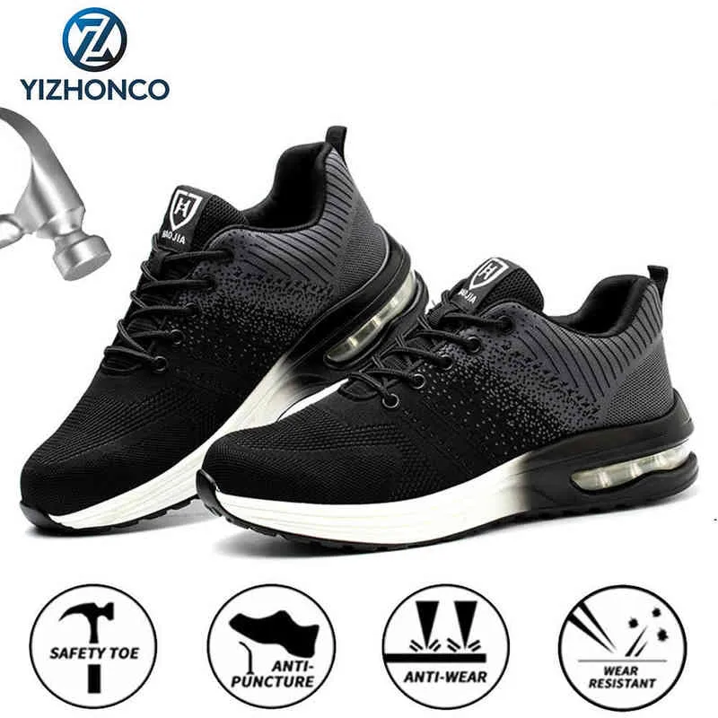 أحذية السلامة للرجال حذاء رجل شبكة أحذية العمل مع الصلب اصبع القدم أحذية العمل الموضة للرجال مع أحذية العمل الواقية YIZHONCO 220105