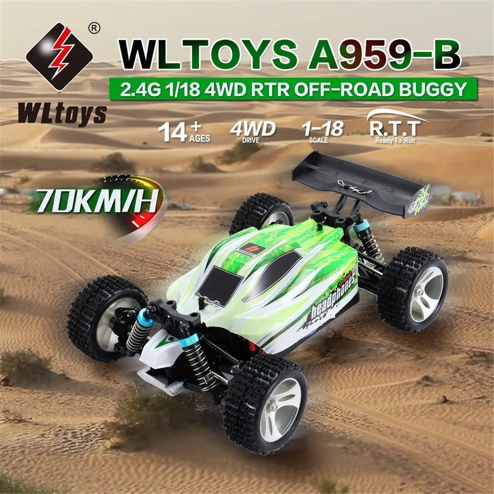 Wltoys a959b 2.4g 1/18 полный пропорциональный пульт дистанционного управления 4WD автомобиль 70 км / ч Высокоскоростная электрическая RCR Off-Road Bucgy RC