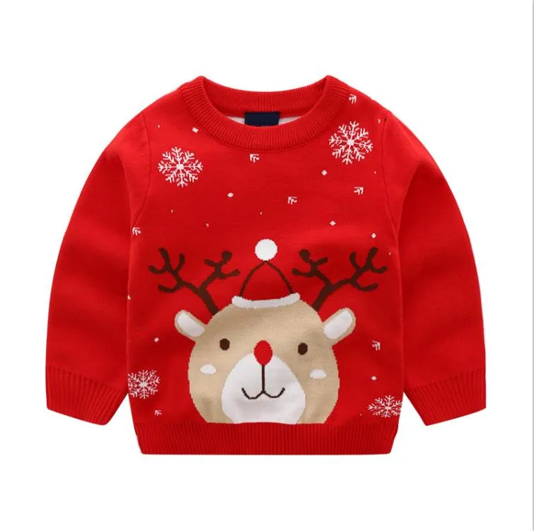 2-7T Kerst Peuter Kid Meisjes Kleding Herfst Winter Warme trui Top elanden Cartoon Leuke Trui Jongens Kleding Kerstmis