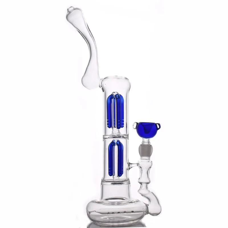 high quality toro recycler bubbler glass beaker bongs double arm tree perc 15inch smoking water pipe dab rig bong with 14 mm joint