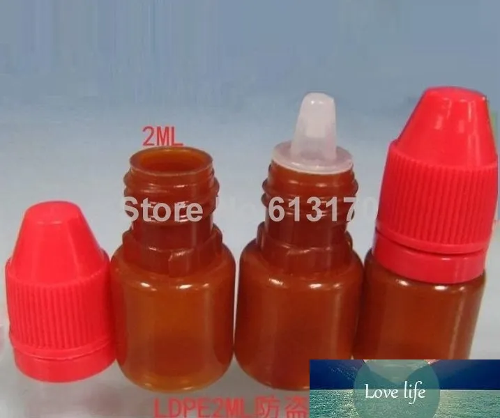 1500pcs EMS, DHL frete grátis Atacado 2 ml Brown Dropper Bottles 2cc Plástico Líquido colírio Bottle Mini Essencial frascos de óleo