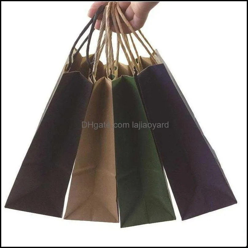 40PCS Fashionable kraft paper gift bag with handle/shopping bags/Christmas brown packing bag/Excellent quality 21X15X8cm 211026